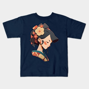 Retro Geisha Portrait Kids T-Shirt